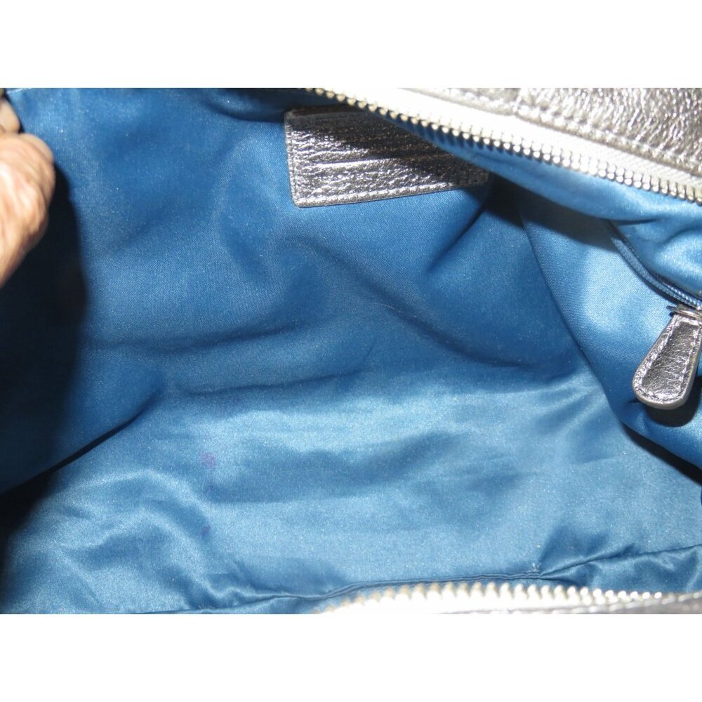 COACH 2011 Kristin Metallic Pewter Leather Front Flap Satchel Hobo Handbag 16814 - Picture 7 of 14